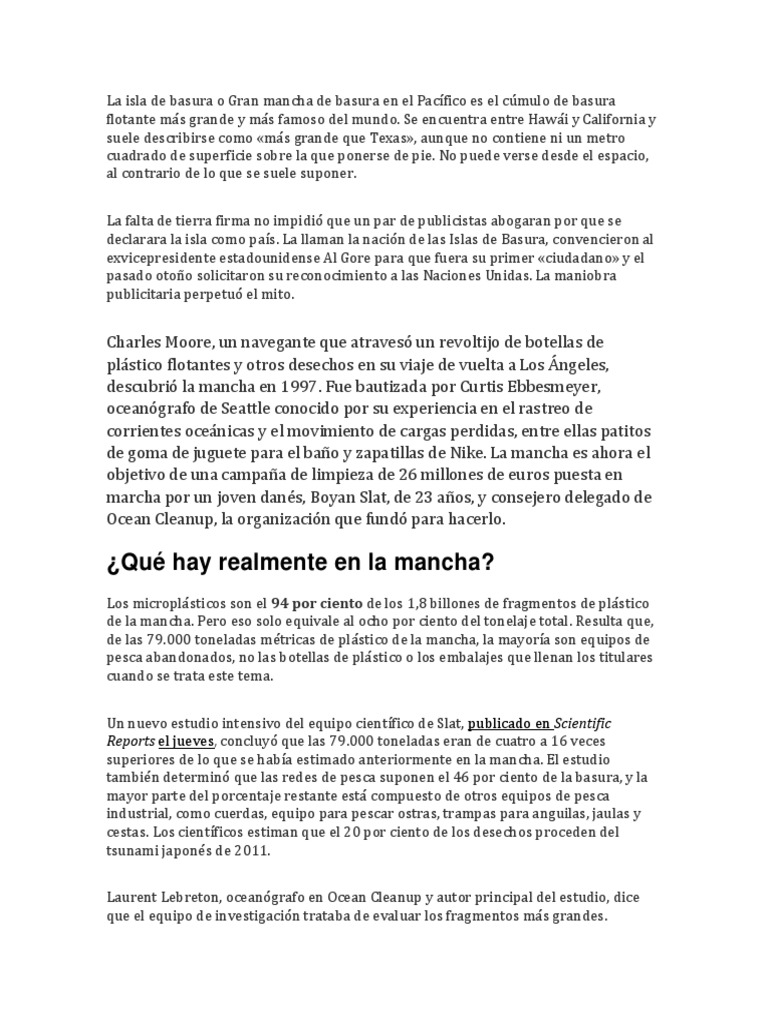 La Isla de Basura o Gran Mancha de Basura en El Pacífico Es El Cúmulo ...