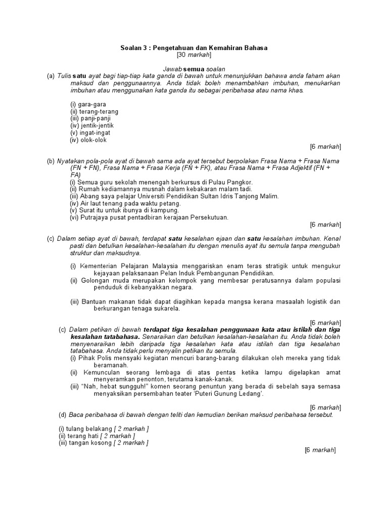 Soalan 3 Bm Spm Pdf