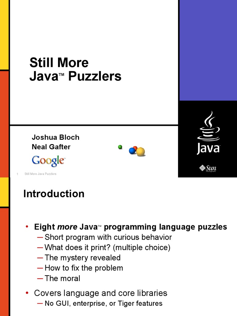 Java Puzzlers Joshua Bloch скачать Hotsell | head.hesge.ch