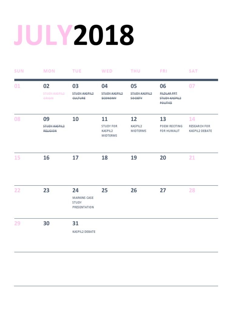 July Schedule | PDF