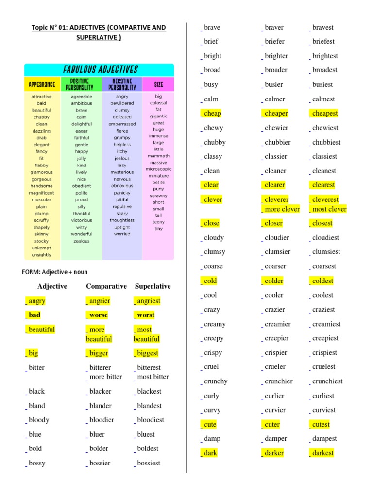 Adjectives: Comparative and Superlative | PDF | Analogy | Philology