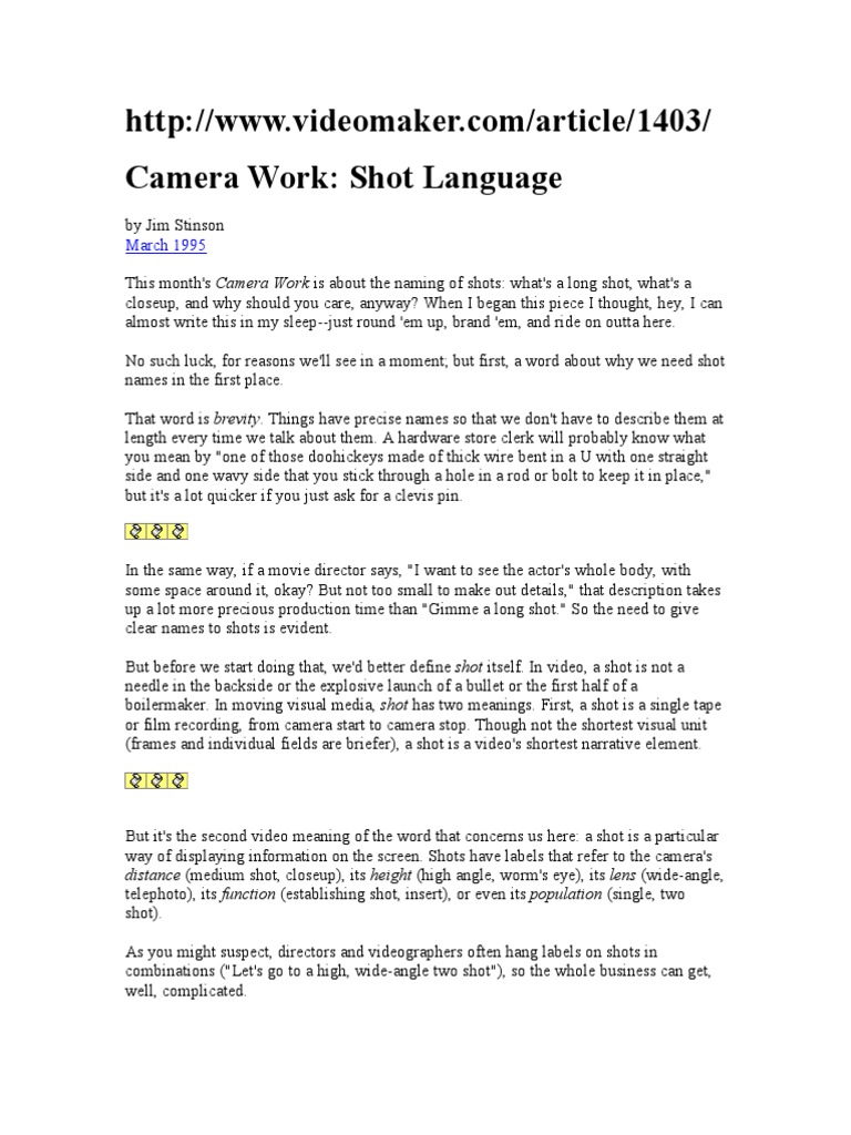 Camera Work Shot Language | PDF | Camera Lens | Camera