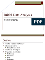 Initial Data Analysis: Central Tendency