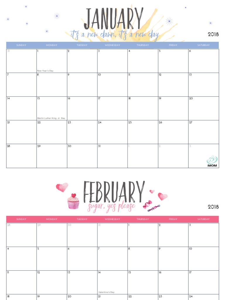 Printable Calendar 2018 | PDF | Observances | Holidays