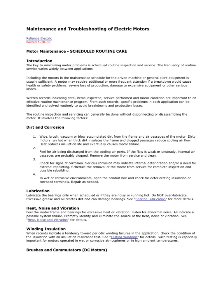 Maintenance and Troubleshooting of Electric Motors PDF