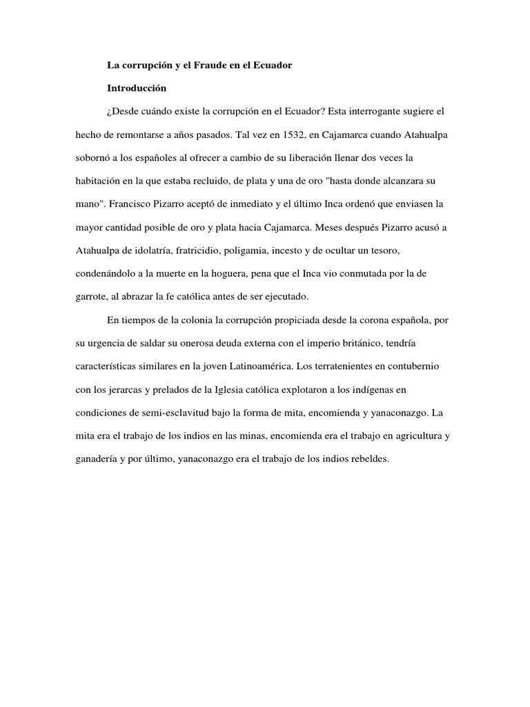 La Corrupción y El Fraude en El Ecuador | PDF | Corrupción política ...