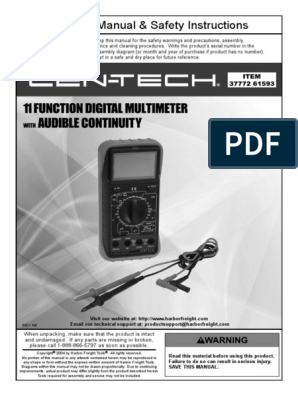 Cen-tech Multimeter Manual Pdf Pdf Capacitor Bipolar Junction Transistor