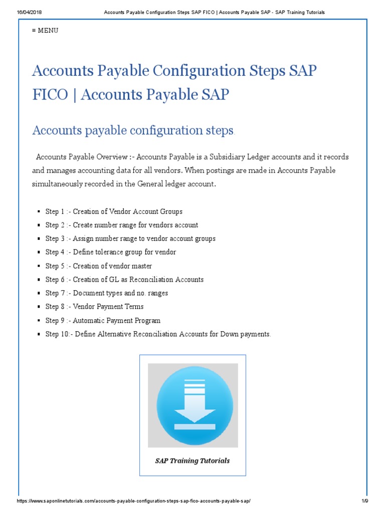SAP FICO Accounts Payable Setup Guide | PDF | Accounts Payable ...