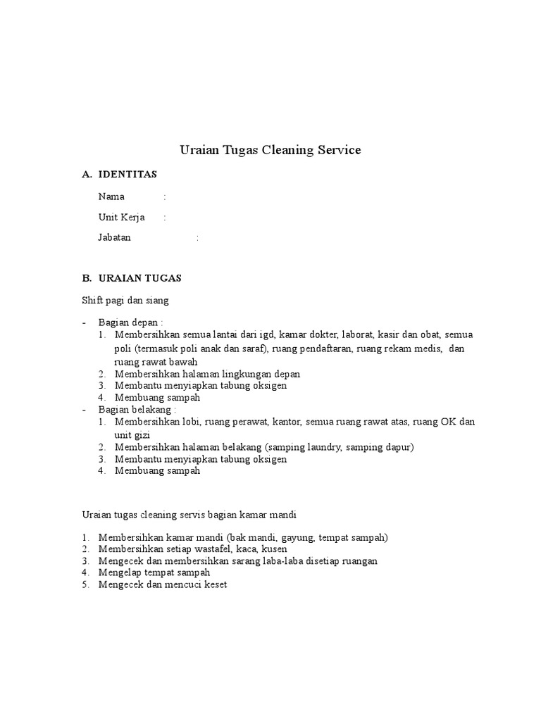 Uraian Tugas Cleaning Service PDF