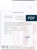 Conformity Certificate 2015