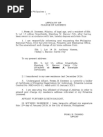 Affidavit of Change of Address