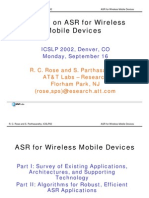 Tutorial On ASR For Wireless Mobile Devices: ICSLP 2002, Denver, CO Monday, September 16