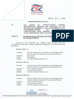 MC No. 11, S. 2018 - Amendment To The Education and Eligibility Requirements For Chemist Positions