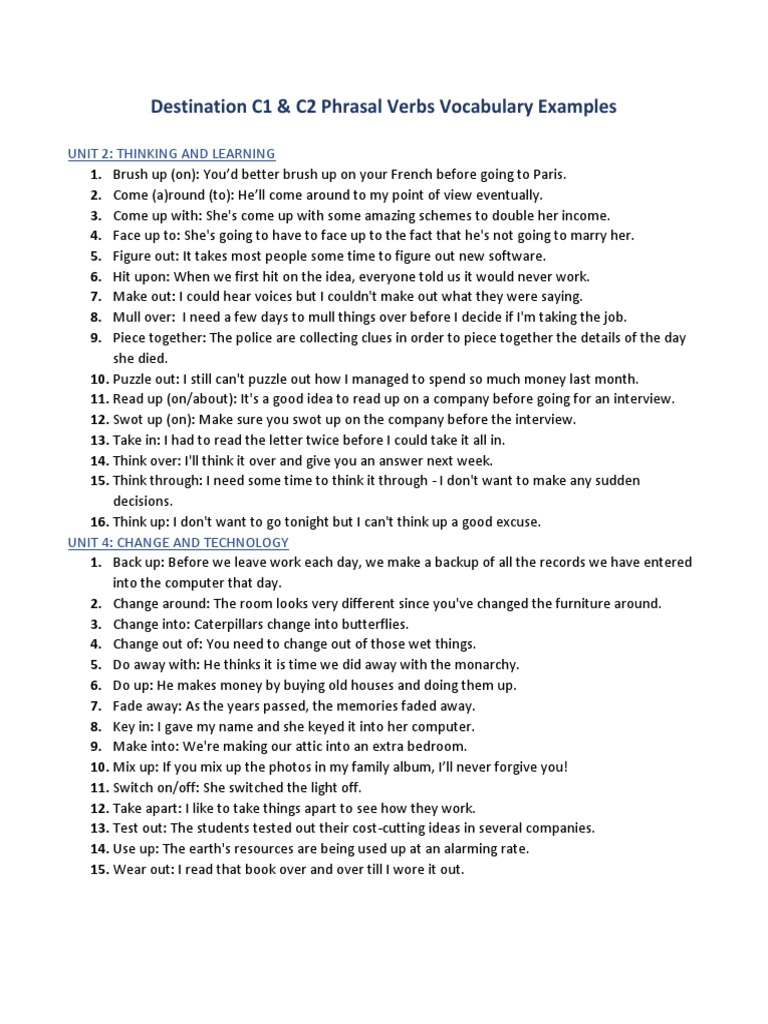 Phrasal Verbs for C1 & C2 Learners | PDF | Leisure