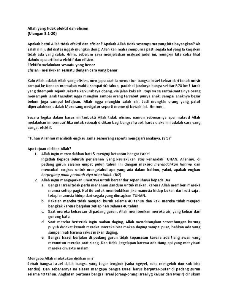 Allah Yang Tidak Efisien Dan Efektif Pdf