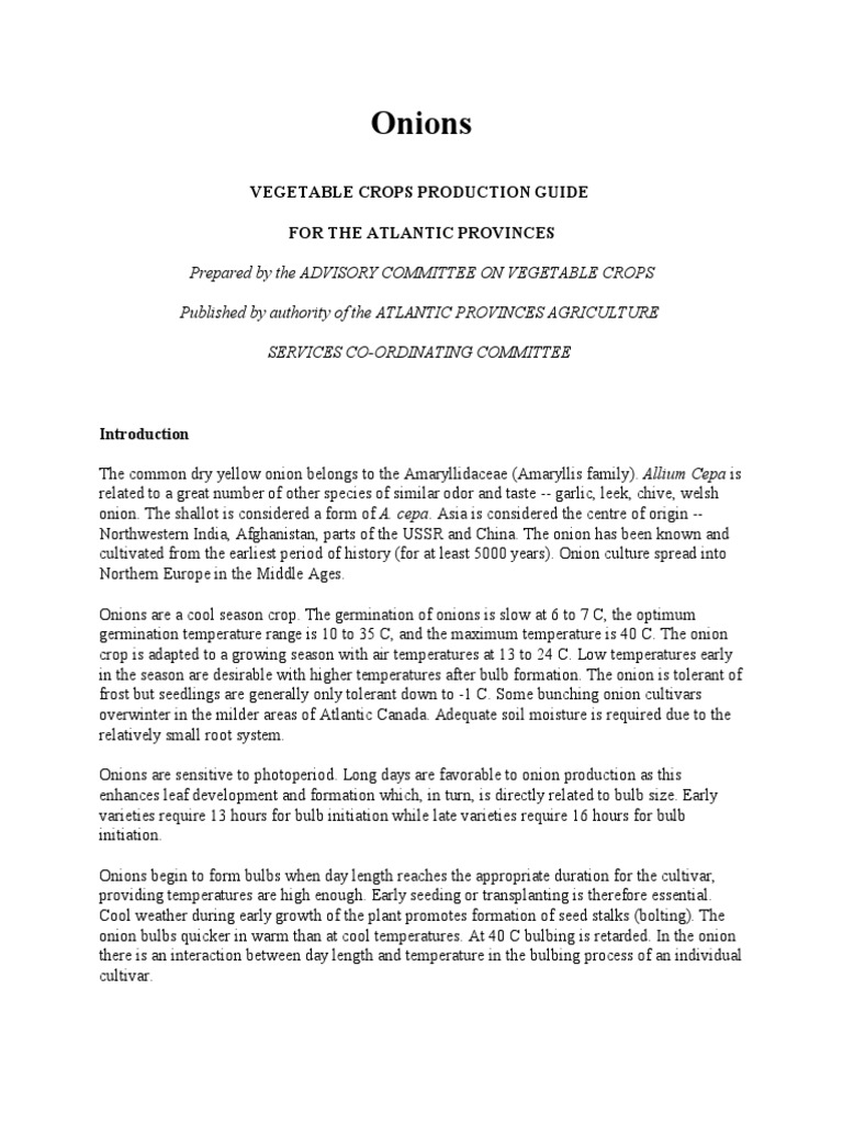Onions: Vegetable Crops Production Guide For The Atlantic Provinces ...