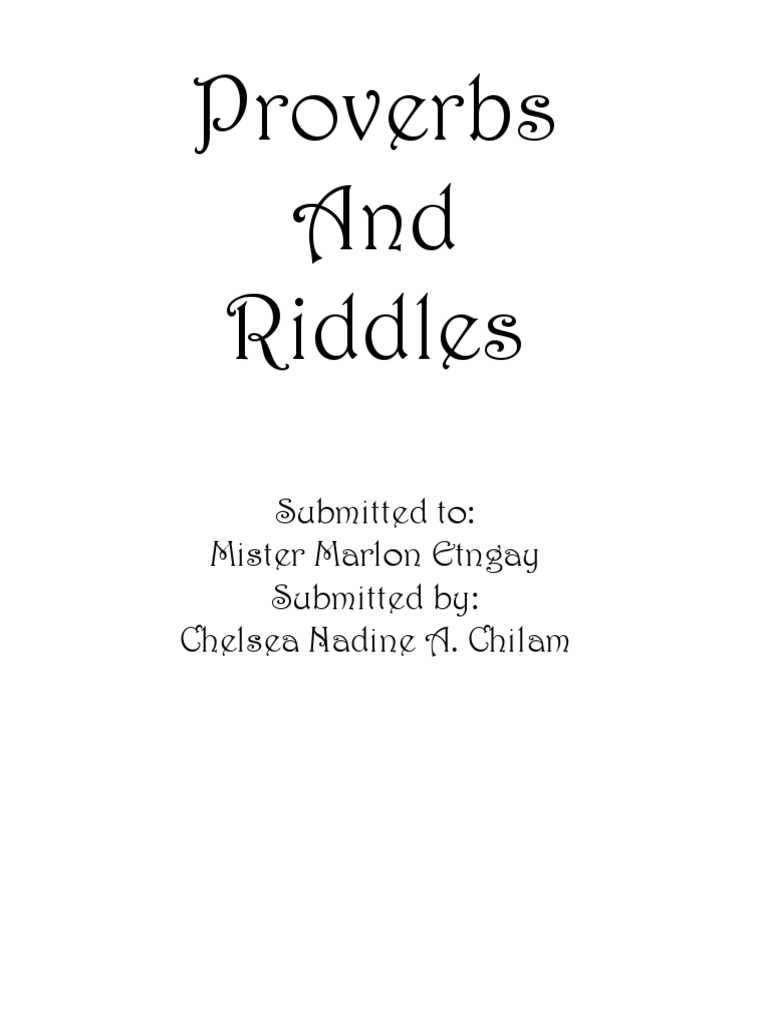 Proverbs and Riddles Collection | PDF | Self-Improvement