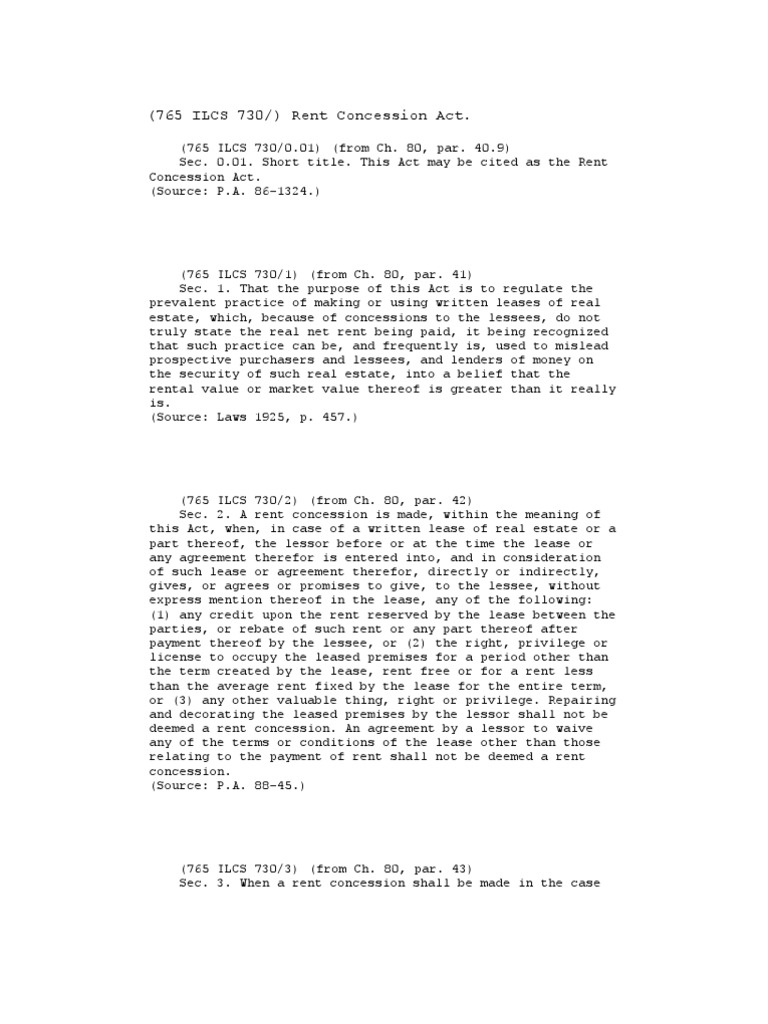 Rent Concession Act Lease Renting