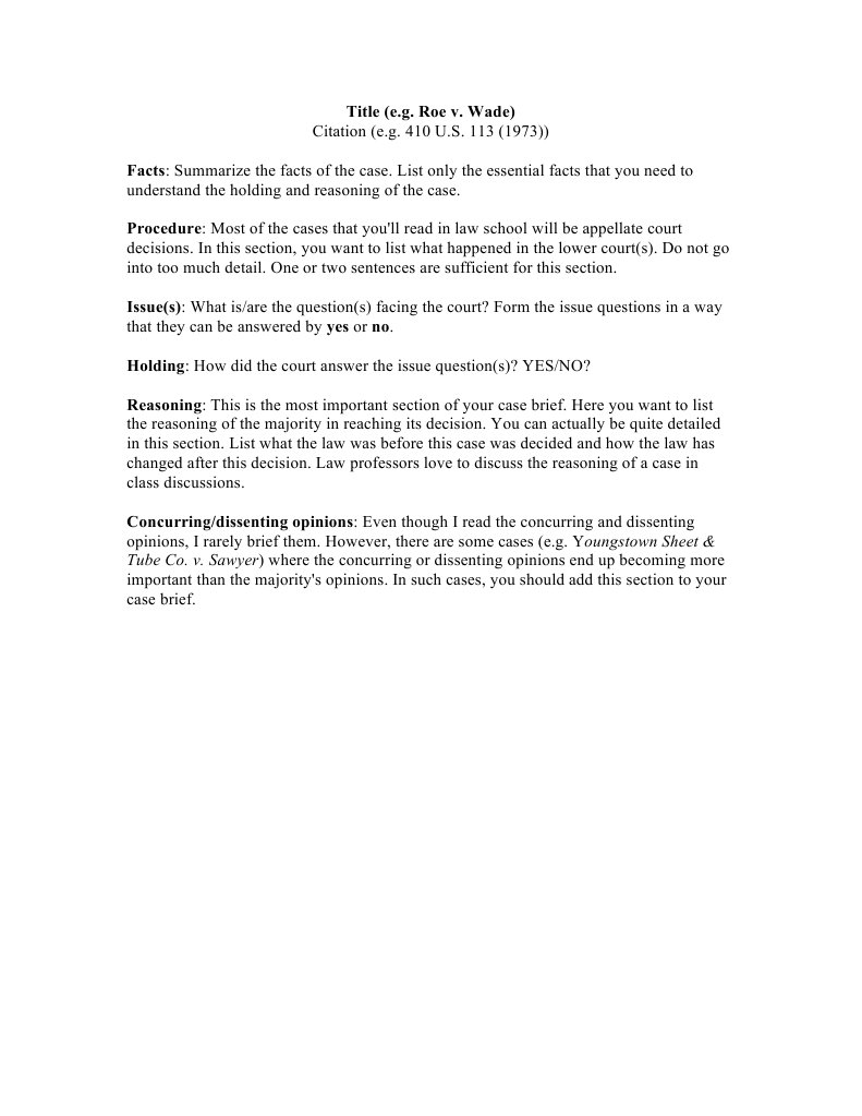 Outline Howtodo Briefs | PDF | Roe V. Wade | United States Federal Law