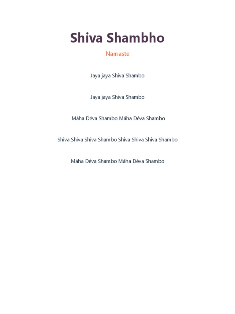 Shiva Shambho Lyrics and Translation | PDF