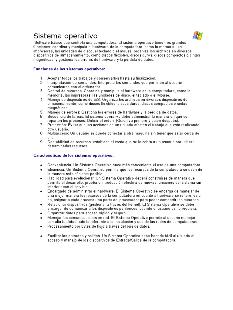 Sistema Operativo | PDF | Sistema operativo | Hardware de la computadora