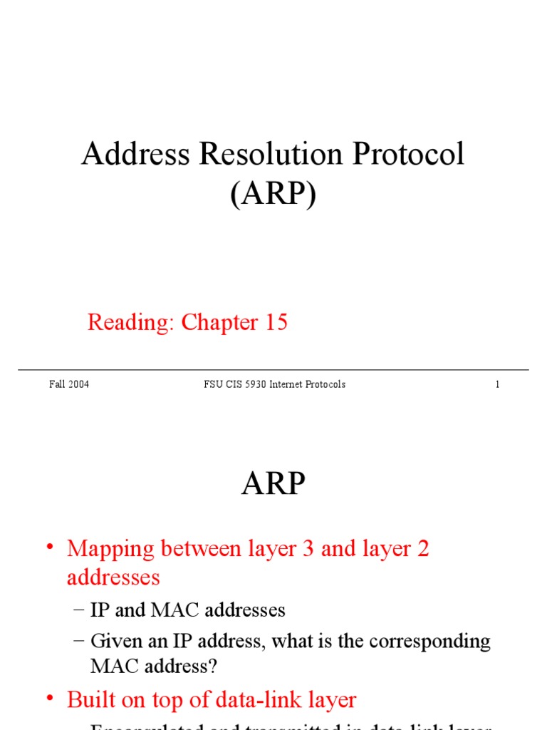 Address Resolution Protocol Arp Reading Chapter 15 Pdf