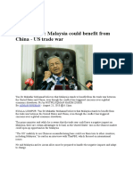 DR Mahathir: Malaysia Could Benefit From China - US Trade War