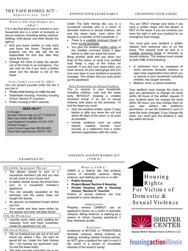 Safe Homes Act: Tenant Rights Guide | PDF | Section 8 (Housing) | Lease