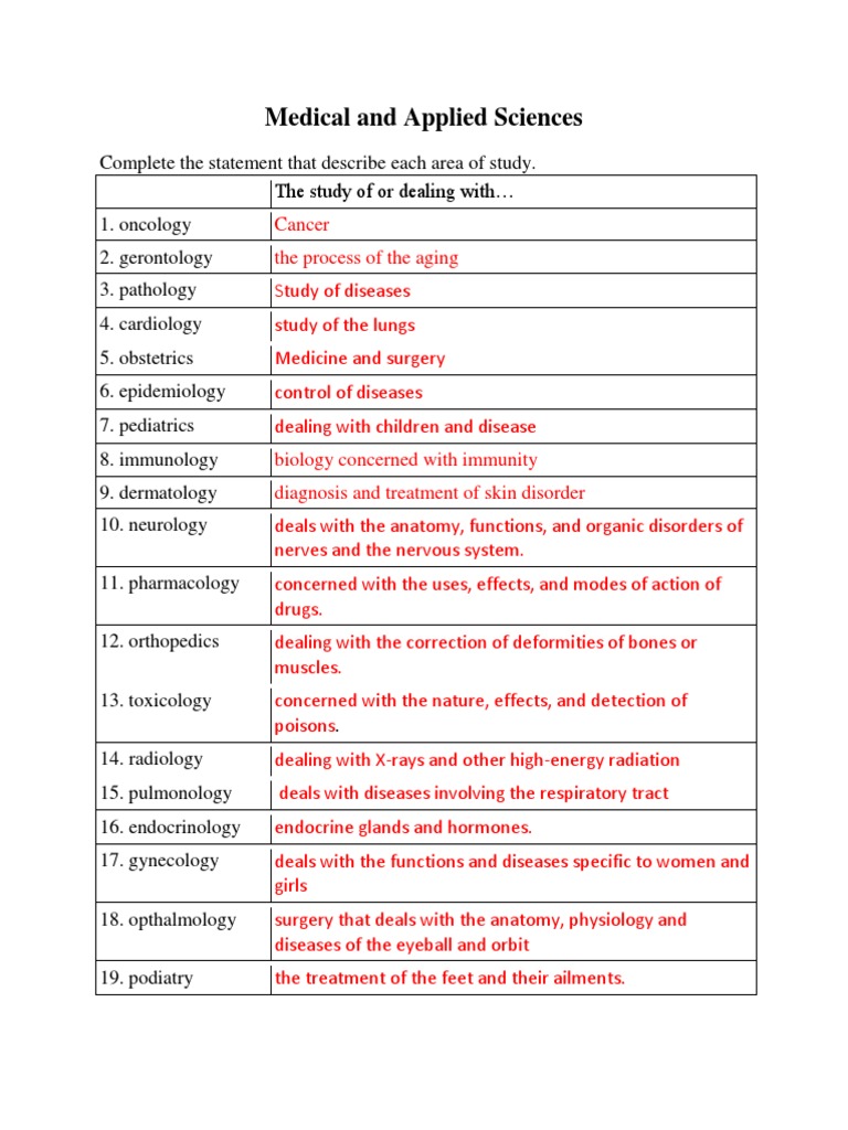 medical and applied sciences 1 1 Pathology Medicine