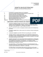 Dos, Dont's, and Guidelines for Campaigners and Authorized Representatives On Election Day