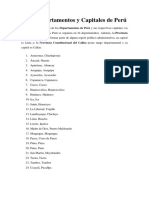 Lista Departamentos y Capitales de Perú