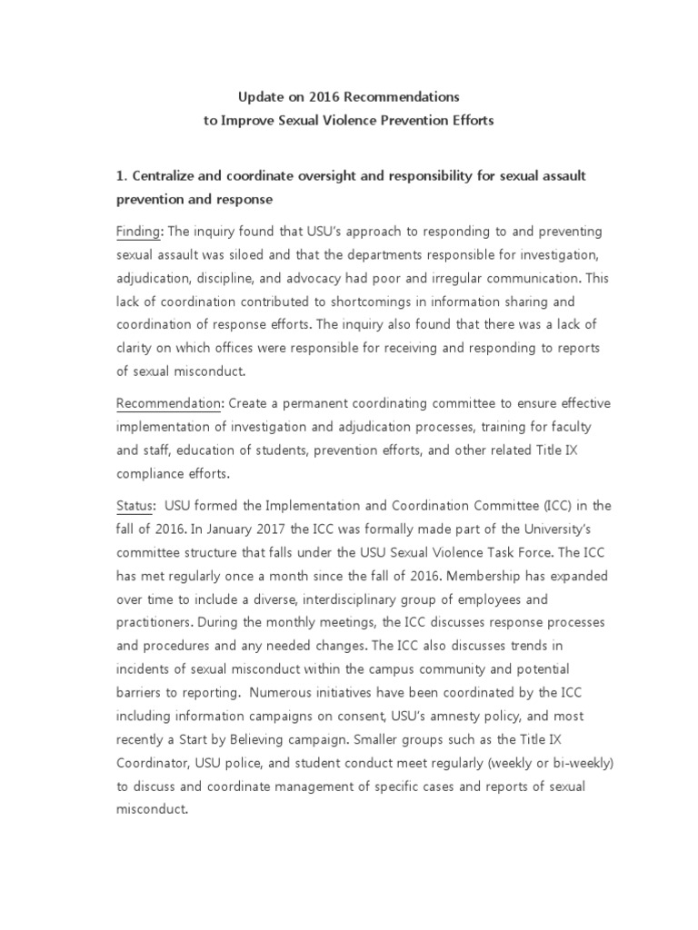 USU Update After Torrey Green Investigation PDF Title Ix Sexual