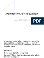 Argumentum Ad Antiquitatem: Appeal To Tradition