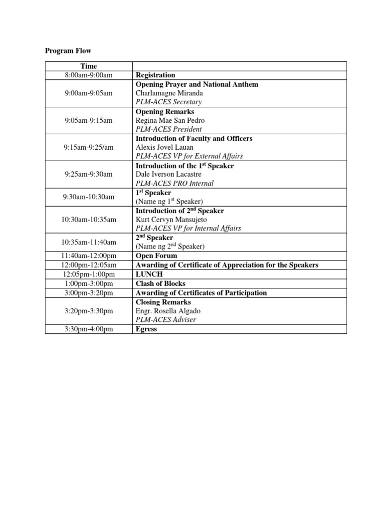 PLM-ACES Event Program Schedule | PDF | Foreign Language Studies ...