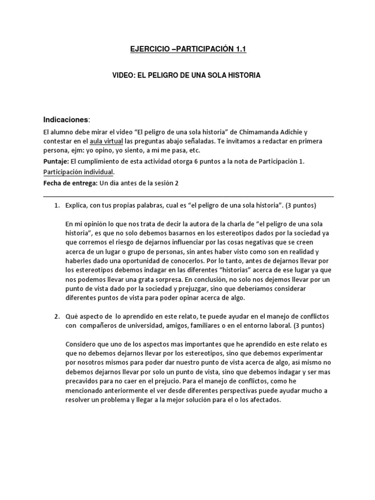 El Peligro de Una Sola Historia PDF