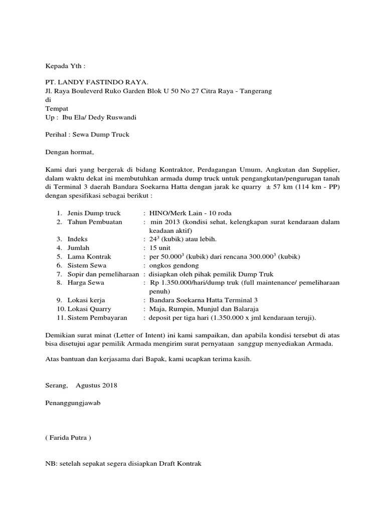 Loi Surat Minat Pt Landy Fastindo 3
