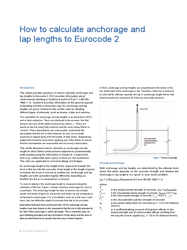How To Calculate Anchorage and Lap Lengths To Eurocode 2 PDF