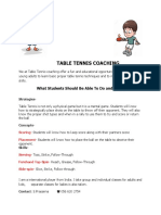 Table Tennis Coaching: What Students Should Be Able To Do and Know