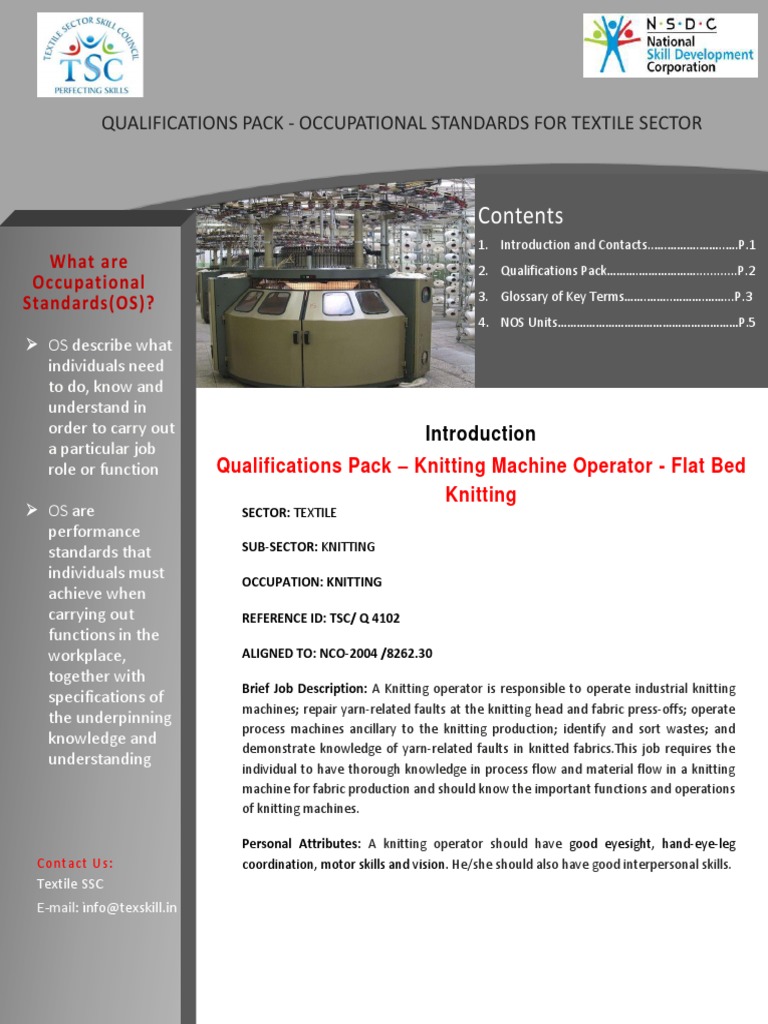 Knitting Machine Operator Flat Bed Knitting PDF Knitting Textiles