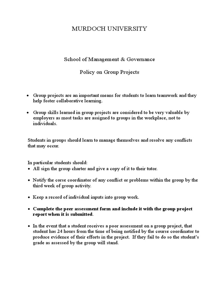 BUS323 Policy On Group Projects | PDF | Career & Growth | Art