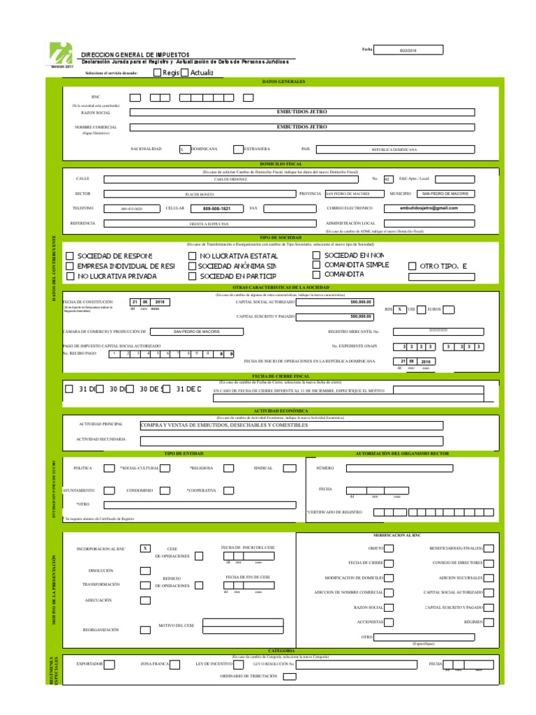 Registro Nacional de Contribuyentes RNC | PDF | Placa de matrícula del ...