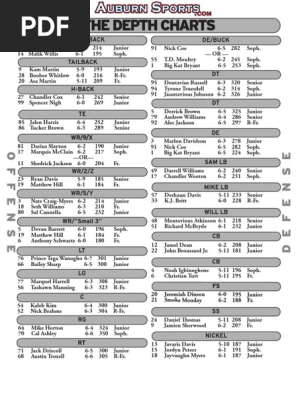 Auburn Football Depth Chart Preseason 18 (Darius version)