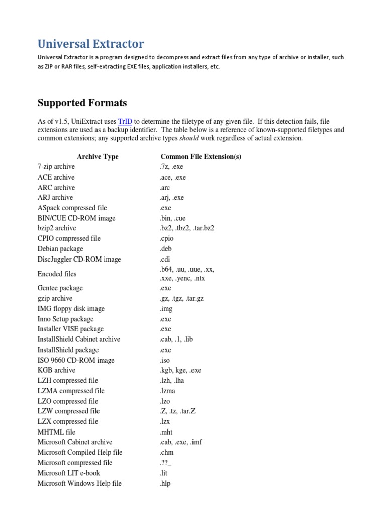 Universal Extractor: File Type Support | PDF | Computer Data Storage ...