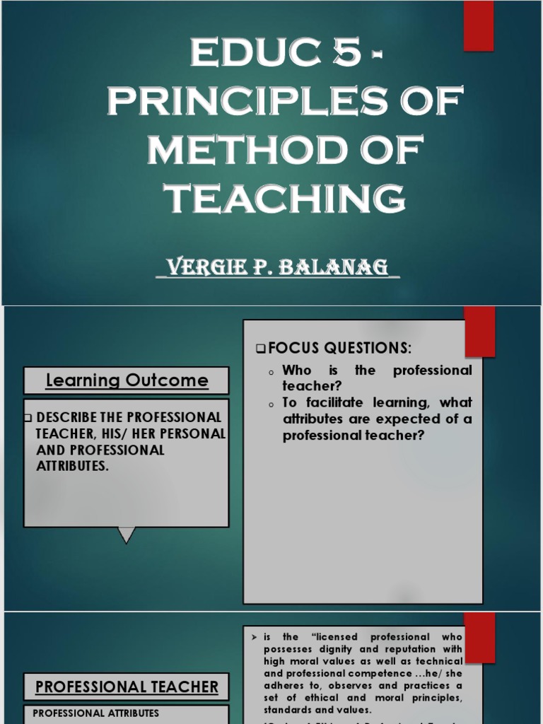 EDUC 5 Principles and Method of Teaching Expert Pedagogy