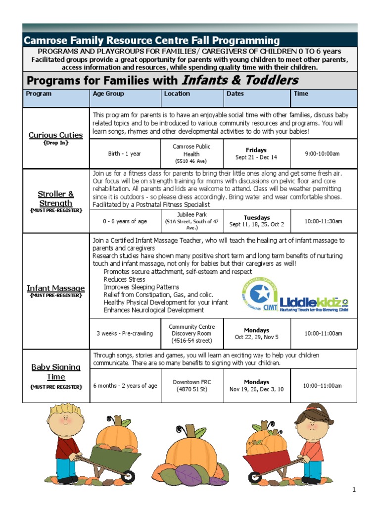 FALL 2018 Centre Scheule | PDF | Child Care | Relationships