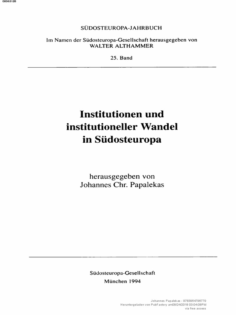 Institutionen Und Institutioneller Wandel In Sudosteuropa
