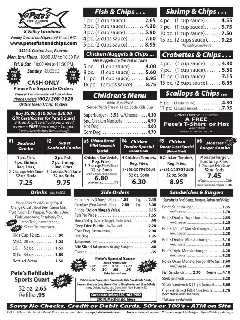 Petes Fish and Chips PDF French Fries Hamburgers