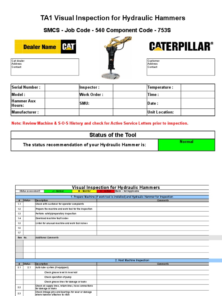 Hydraulic Hammer Inspection Guide | PDF | Erosion | Wear
