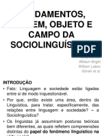 Fundamentos, Origem, Objeto e Campo Da Sociolinguística