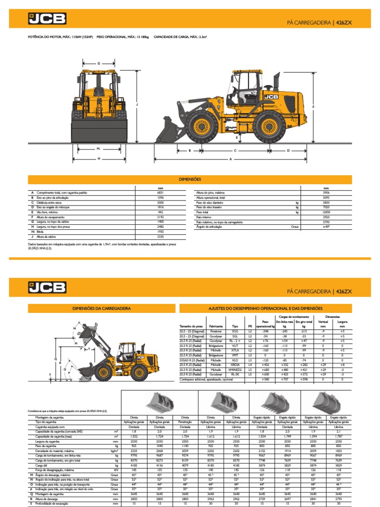 Especificações Do Produto 426ZX | PDF | Freio | Motores